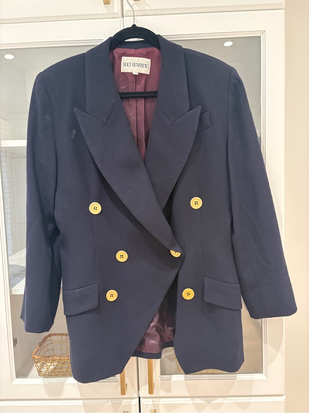Double-Breasted Navy Blazer with Gold Buttons by Holt Renfrew
